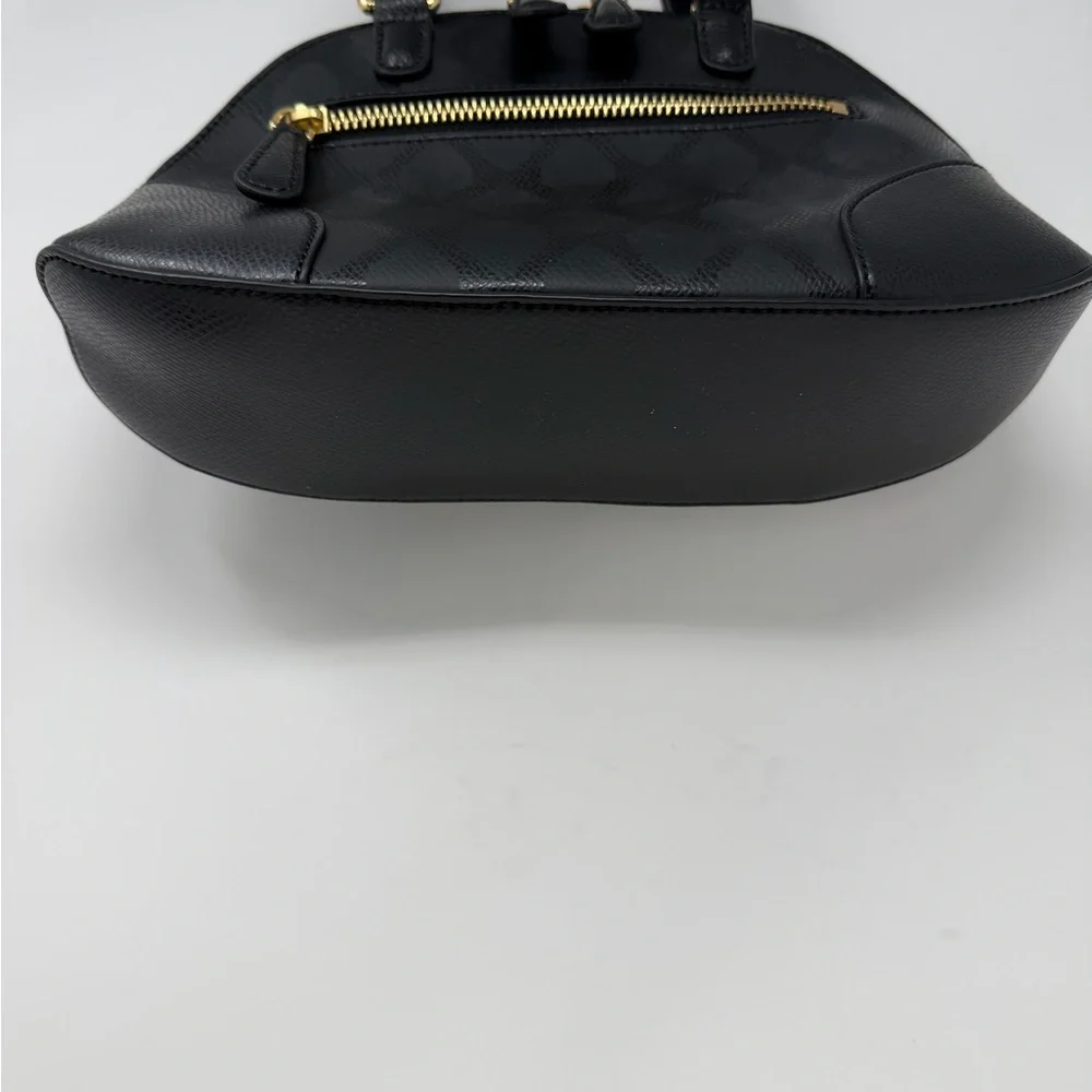 Vera Bradley Leather Mini Angled Bowler Top Handle Bag Black